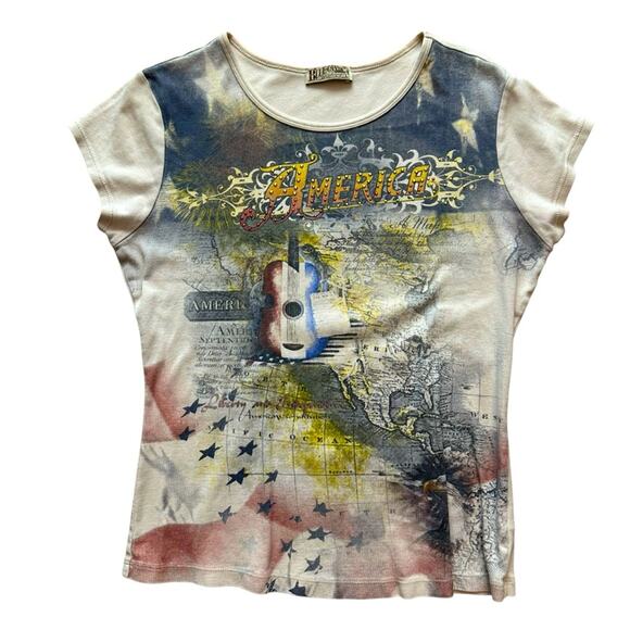 Vintage Tops - Y2K Graphic Bejeweled T-Shirt Size Large